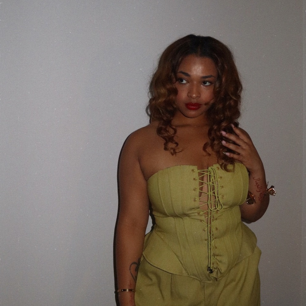 Olive green corset 2-piece set
